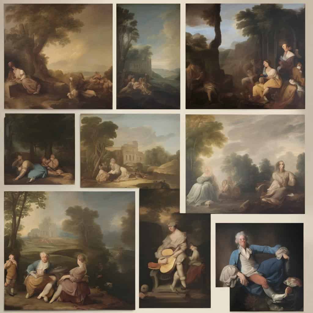 Χαρακτηριστικά αναγεννησιακής τέχνης, τοπίων και φιγούρων, σύγχρονες γλυπτικές διαστάσεις.